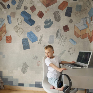 Tapeta Malumi RED BLOCKS - Z Klockami I Motywem Gry Komputerowej