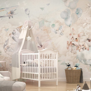 Tapeta Malumi CHMURY - Boy Baby Mint do pokoju dziecka