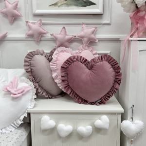 Aksamitna poduszka Serce z Falbanką - różne kolory