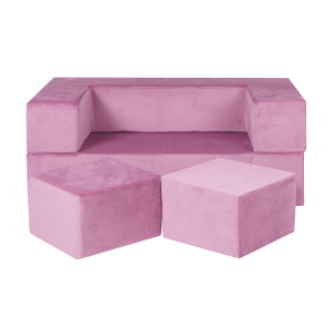 Sofa do pokoju dziecka Welurowa Różowa