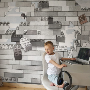 Tapeta Malumi BLOCKS Mural - Tapeta Dla Chłopaka Z Murem Z Klocków