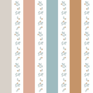 Tapeta do pokoju dziecka Portofino Colour Stripes with flowers