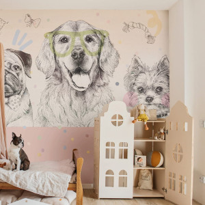 Tapeta dla dziecka Malumi _DOGGIES - Rainbow - Z Pieskami