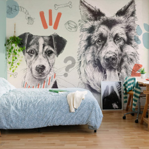 Tapeta dla dzieci Malumi _ DOGGIES - Blue - Z Pieskami