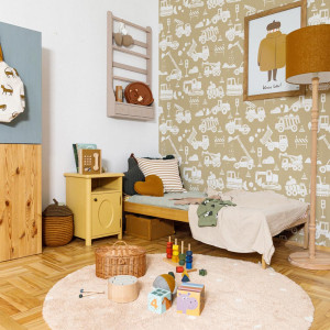 Tapeta do pokoju dla dziecka Construction Beige