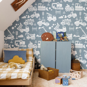 Tapeta do pokoju dla dziecka Construction Blue