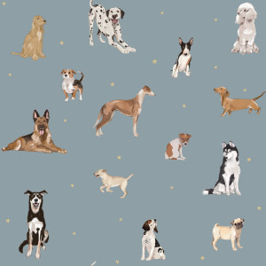 Tapeta do pokoju dla dziecka Dogs are The Best Blue