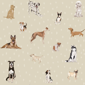 Tapeta do pokoju dla dziecka Dogs are The Best Beige with Dots