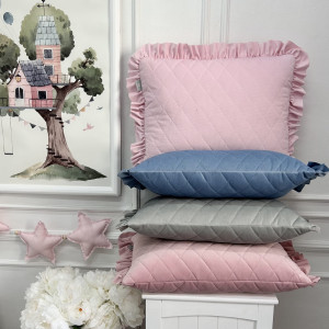 Aksamitna pikowana Poduszka z Falbanką prostokątna - kolory