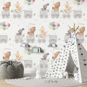 Tapeta do pokoju dziecka Retro-wyścig pociąg