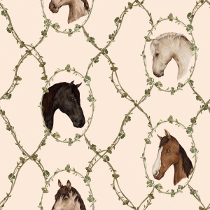 Tapeta do pokoju dla dziecka w konie: Watercolour horses beige