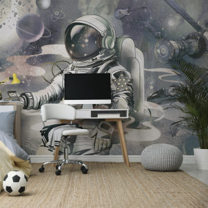 Tapeta Malumi GALAXY - Color - Kosmiczna Z Astronautą I Samochodem