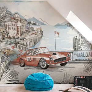 Tapeta Malumi MONACO RACING - Cloudy Blue - Z Autami