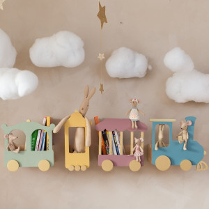 Drewniana półka Ciuchcia Różowa Boho