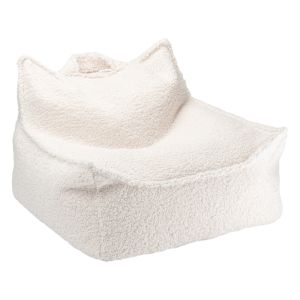 Miękki fotelik pufa dla dziecka Bouclé Cream White Wigiwama