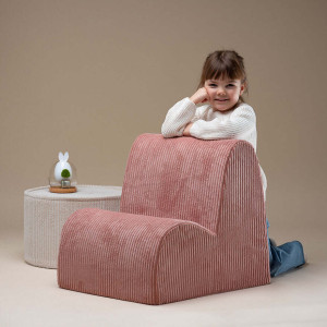 Fotelik pufa dla dziecka Bouncle Pink Mousse Cloud Sztruks Wigiwama