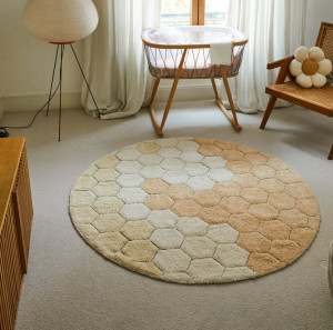 Dywan bawełniany okrągły Ø 140, Round Honeycomb Golden, Planet Bee, Lorena Canals
