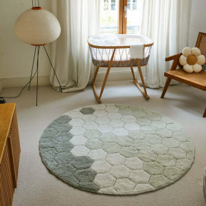 Dywan bawełniany okrągły Ø 140 , Round Honeycomb Blue Sage, Planet Bee, Lorena Canals
