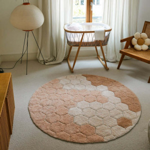 Dywan bawełniany okrągły Ø 140 , Round Honeycomb Rose, Planet Bee, Lorena Canals