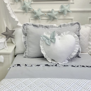 Komplet pościeli z wypełnieniem Porcelanowy Szary z Koronką