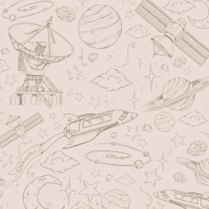 Tapeta do pokoju dziecka Kosmos Mono Beżowa