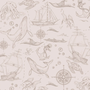 Tapeta do pokoju dziecka Morska Mono Beżowa