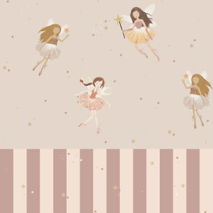 Tapeta do pokoju dla dziecka Fairies beige and stripes
