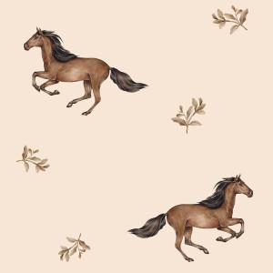 Tapeta do pokoju dla dziecka Horses beige