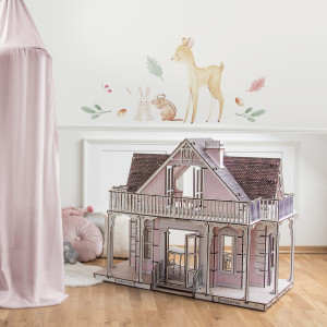 Drewniany domek dla lalek Pink