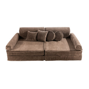 Sztruksowa sofa dziecięca Premium, Brązowa