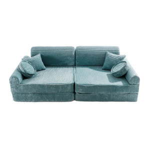 Sztruksowa sofa dziecięca Premium, Turkusowa