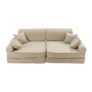 Sztruksowa sofa dziecięca Premium, Ecru