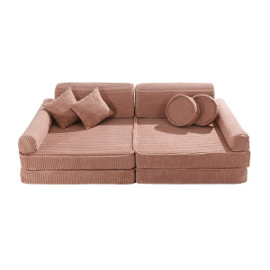 Sztruksowa sofa dziecięca Premium, Pudrowy Róż
