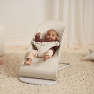 BABYBJORN - leżaczek BALANCE SOFT WOVEN/JERSEY Tri Fabric, Jasny Beż