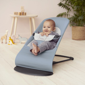 BABYBJORN - leżaczek BALANCE SOFT WOVEN/JERSEY - Niebieski/Szary