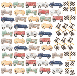 Naklejka ścienna do pokoju dziecka Retro wyścig - miniaturki