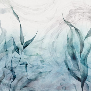 Tapeta Artystyczna Marina - Aqua - Tapeta Do Salonu I Sypialni Z Morską Fauną I Florą