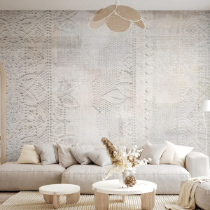 Tapeta Artystyczna Boho - Tapeta Do Salonu I Sypialni Z Motywem Trójwymiarowej Koronki
