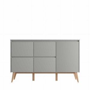 Pinio Komoda 4-szuflady + 1-drzwi Swing Szary
