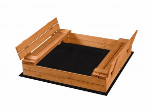 Piaskownica Drewniana Zamykana 120x120 z Ławkami Impregnowana do Ogrodu