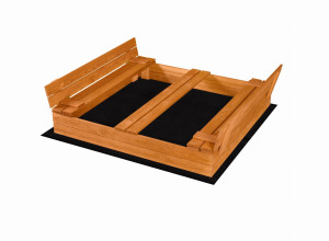 Piaskownica Drewniana Zamykana 140x140 z Ławkami Impregnowana FSC do Ogrodu