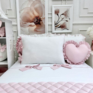 Pościel bawełniana dla dzieci Biała z Różowymi Kokardkami