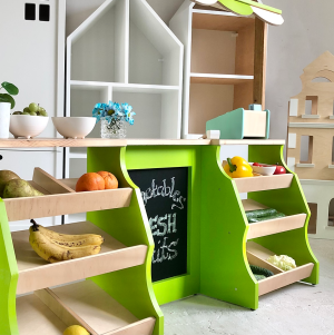 Duży Drewniany Sklepik Stragan dla Dzieci Montessori - zabawka kreatywna