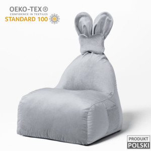 Pufa siedzisko z oparciem do pokoju dziecka Bunny Velvet - Jasnoszara