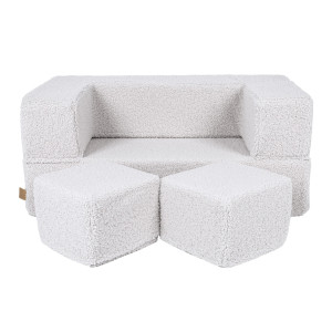 Modułowa sofa do pokoju dziecka Bearly Cube Jasnoszara