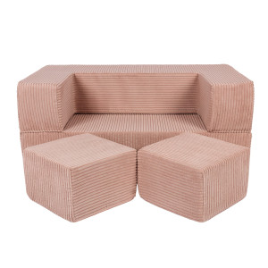 Modułowa sofa do pokoju dziecka Sztruksowa Pudrowy Róż