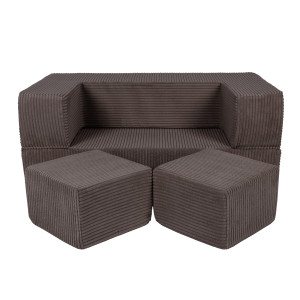 Modułowa sofa do pokoju dziecka Sztruksowa Brązowa