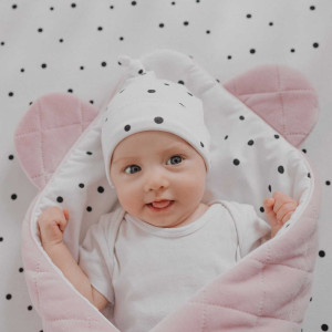 Rożek niemowlęcy Royal Baby Pink – welurowy otulacz z uszami
