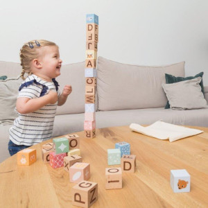 Drewniane klocki alfabet z torbą The Wildies Family