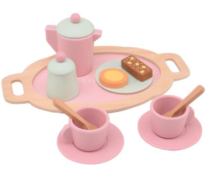 Drewniany zestaw do herbaty Tea set pink